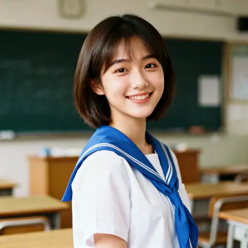 Cute Asian Brunette High-Schooler Portrait