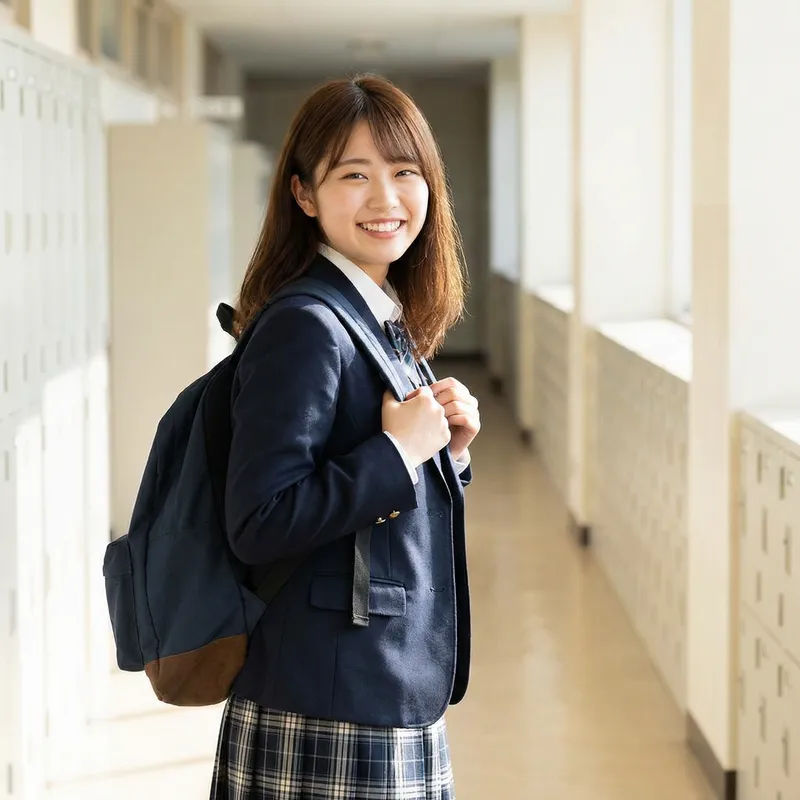 Cute Asian Brunette High-Schooler Portrait