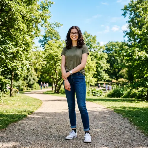 Confident Tall Girl in Casual Outdoor Setting