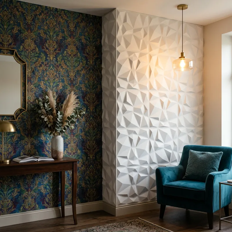 Vibrant Paint Wallpaper and Contemporary 3D Wall Panel
