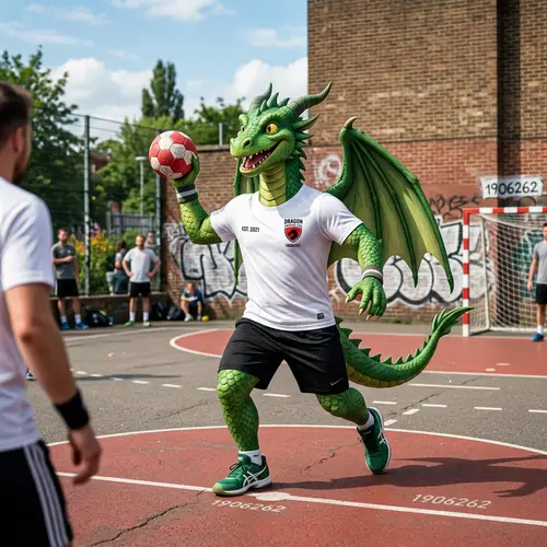 Dragon in White Shirt with Handball
