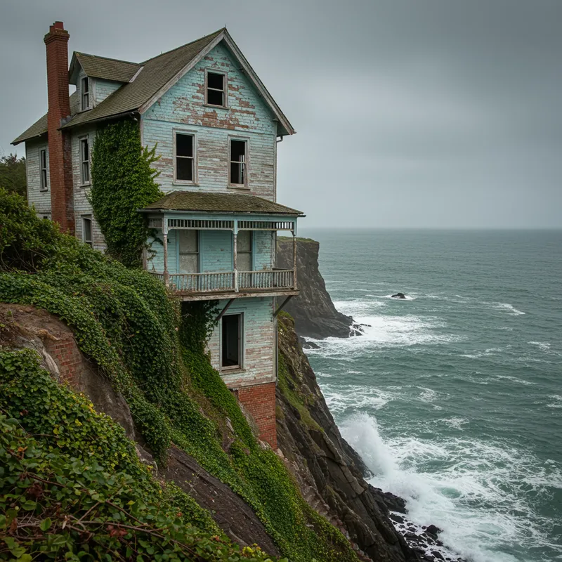 Old House Falling Off a Cliff