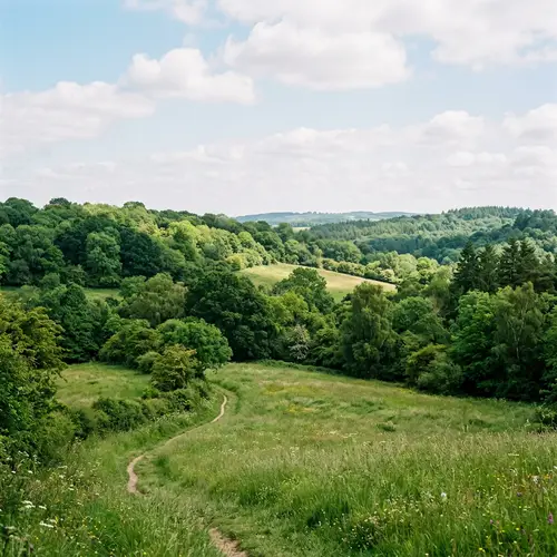 Tranquil Green Landscape: Serene Forest and Lush Grassland