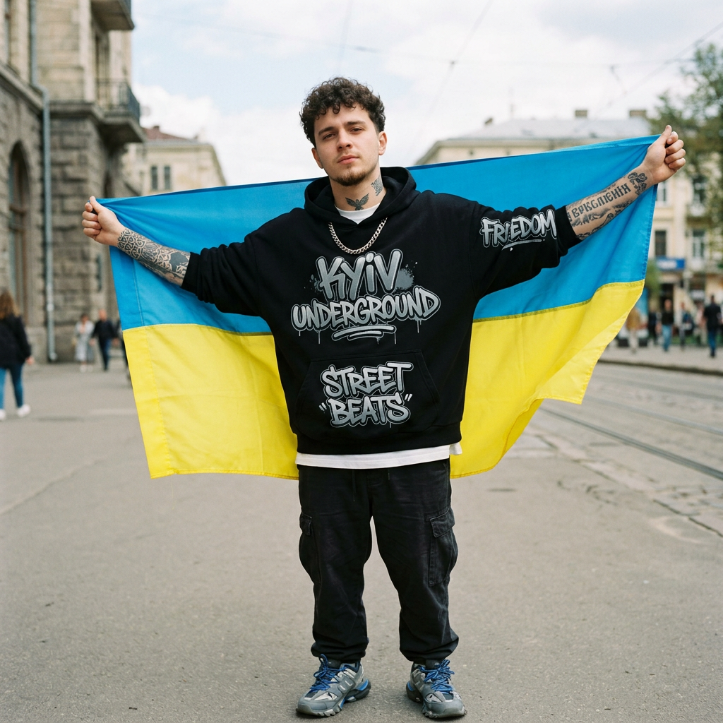Playboi Carti with Ukrainian Flag | AI Art Generator | Easy-Peasy.AI