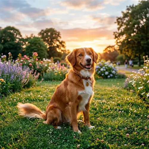 Charming Medium-Sized Dog with Sparkling Eyes | Serene Park Setting