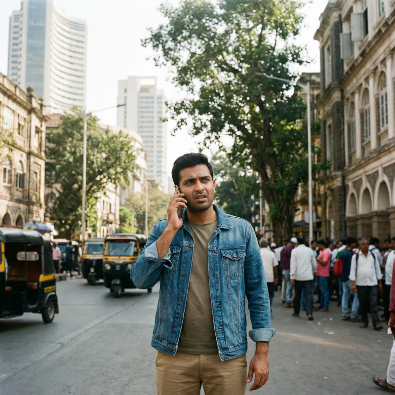 Man using mobile phone in urban setting