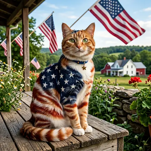 Proud American Cat: Stars & Stripes Fur Design
