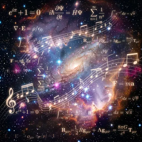 Galaxy-Themed Background: Math & Music Fusion