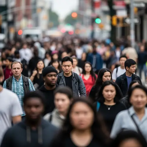 Diverse Crowd on Blurry Street
