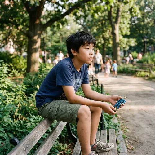 Focused Twelve-Year-Old Asian Boy