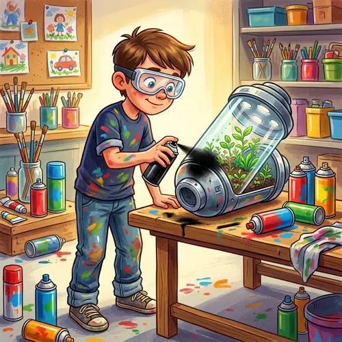 Vibrant Illustration of Boy Painting Cultivation Capsule | Artwork