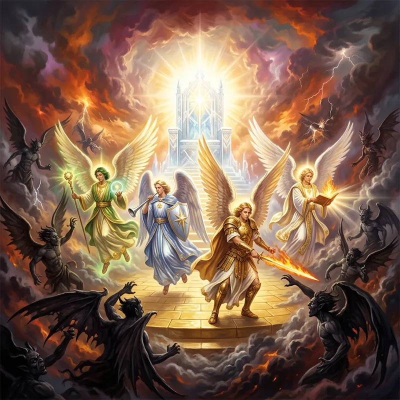 4 Archangels Defending God's Throne in Battle