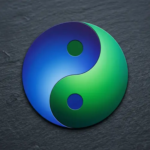 Yin Yang Symbol in Blue and Green Gradient