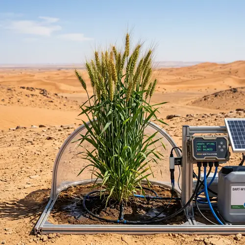 Advanced Agriculture Tech Thriving Wheat Plant in Desert