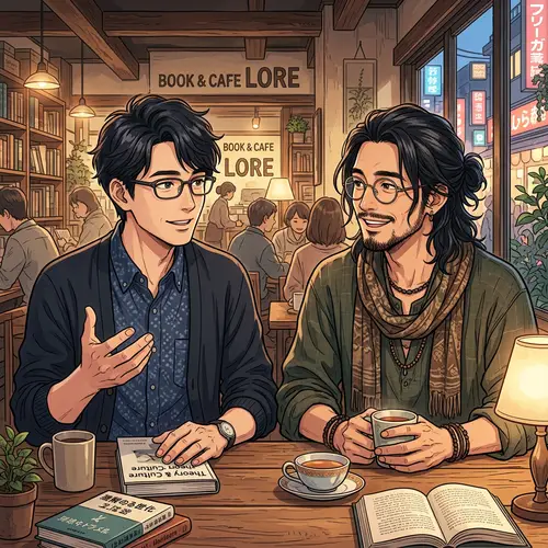 Anime-Style Image of Two Men Portraying Scholarly Vibes