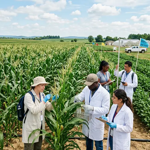 Diverse Agricultural Researchers Inspecting Crop Fields