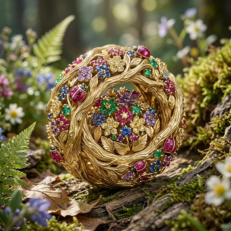 Secret Garden Ring with Gemstones & Flowers Secret Garden Ring with Gemstones & Flowers