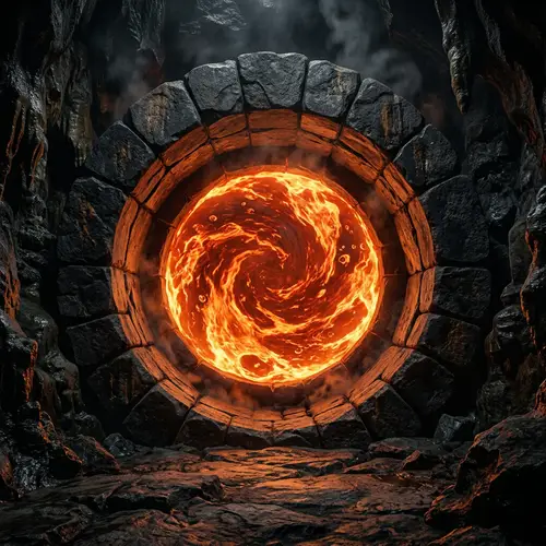 Enchanting Black Stone Portal with Lava Center