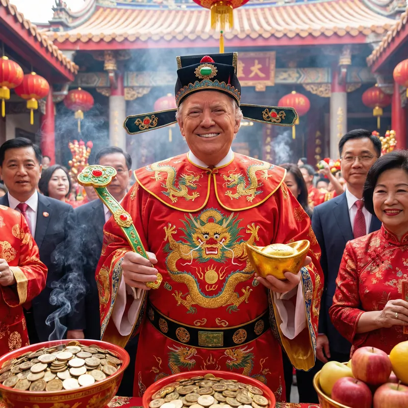Donald Trump as Cai-Shen: God of Wealth
