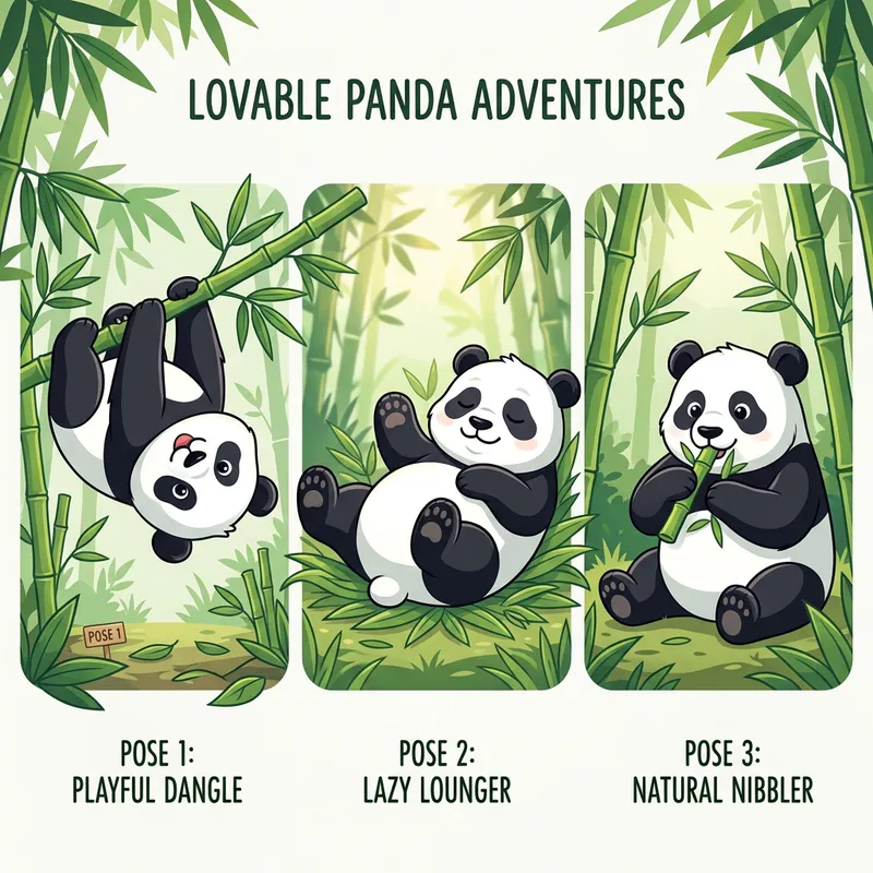 Cute Panda Vector Art: Three Adorable Poses in Vectors