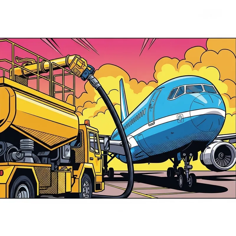 Pop Art: Aircraft Fueler Fueling an Airplane
