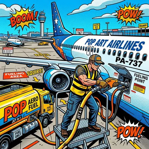Pop Art: Aircraft Fueler Fueling an Airplane
