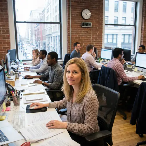 Russian Office Woman Working | Typical Workday Scene