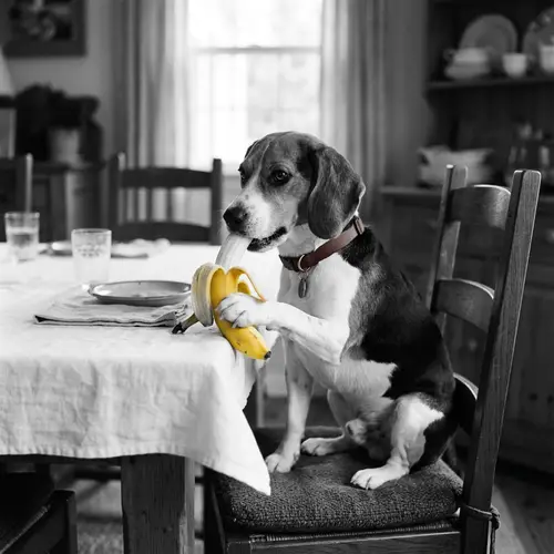 Adorable Beagle Dog Enjoying a Banana | Cute Pet Eating Fruit