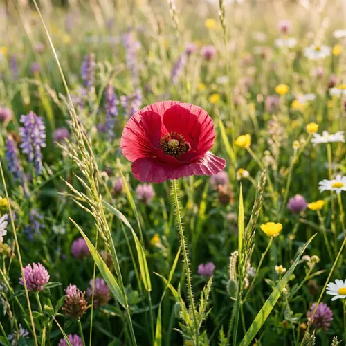 Tranquil Blossoming Flower in Lush Field - Nature's Beauty