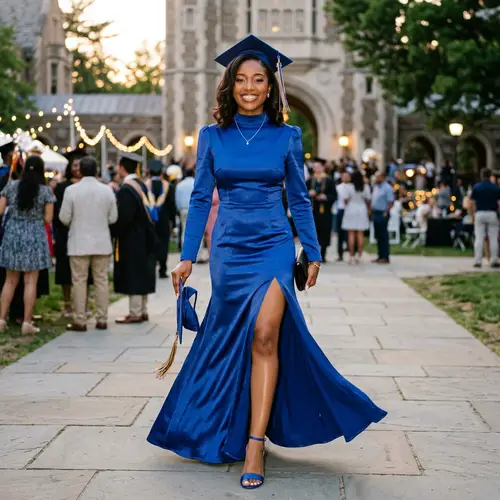 Trendy Graduation Dress in Royal Blue Elegance