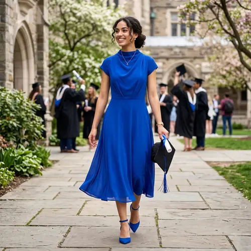 Trendy Elegance: Modern Graduation Dress in Blue