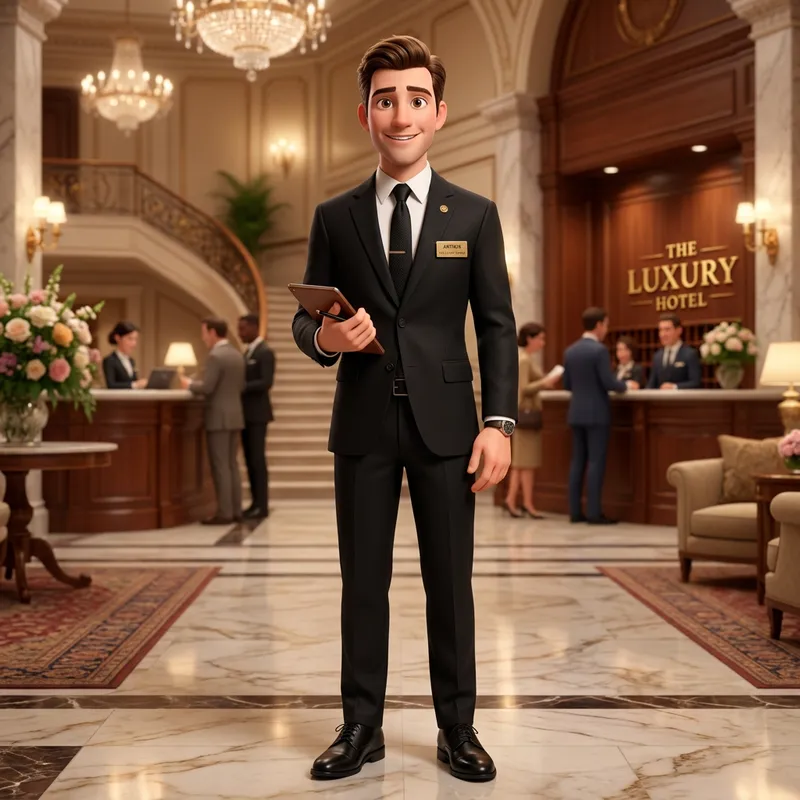 3D Pixar Style Avatar: Luxury Hotel Worker