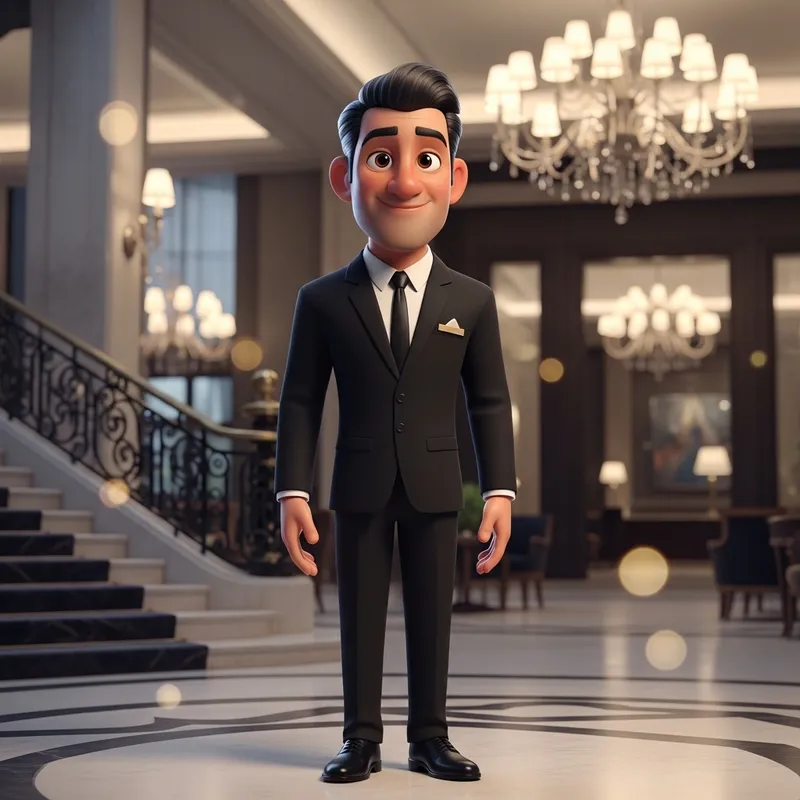 3D Pixar Style Avatar: Luxury Hotel Worker