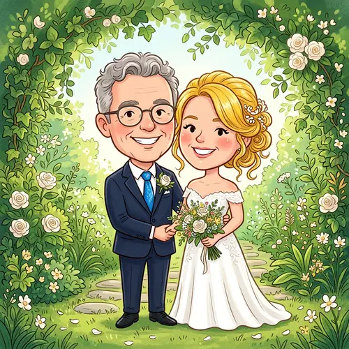 Cartoon Wedding Couple: Fun Caricature Art