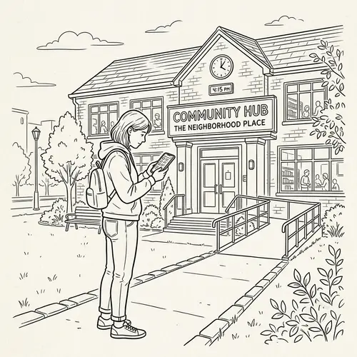 Linear Drawing of a Person with a Mobile Device