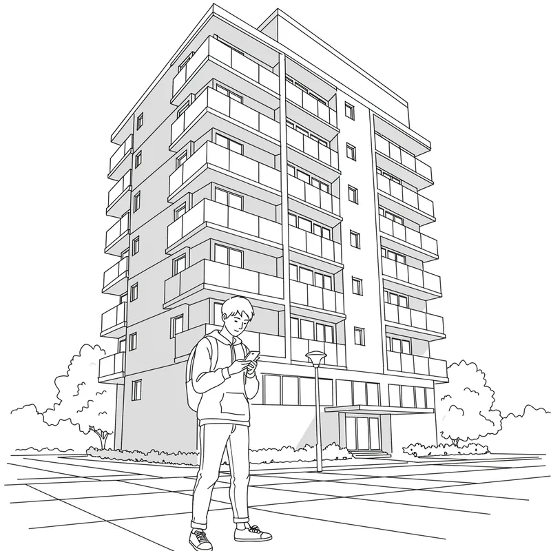 Linear Drawing of a Person with a Mobile Device Linear Drawing of a Person with a Mobile Device