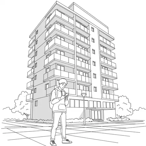 Linear Drawing of a Person with a Mobile Device