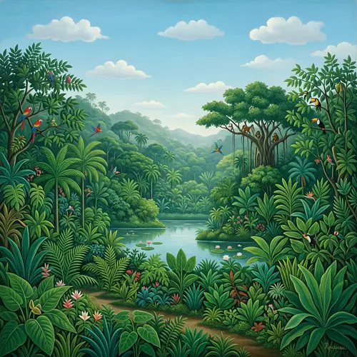 Lush Jungle Paradise Inspired by Henri Rousseau