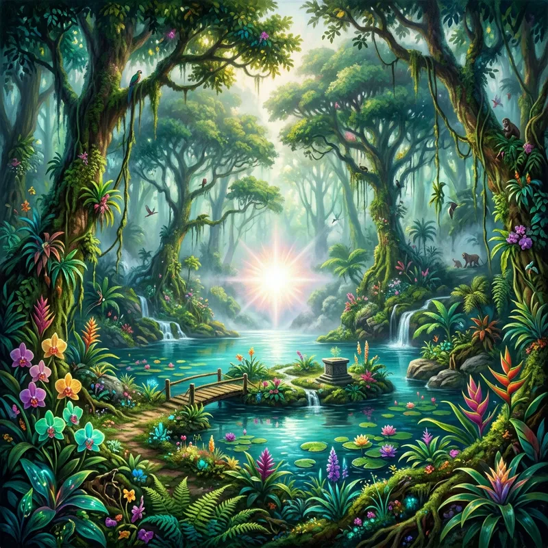 Mystical Jungle Oasis: Enchantment in Rousseau's Glowing Utopia Mystical Jungle Oasis: Enchantment in Rousseau's Glowing Utopia