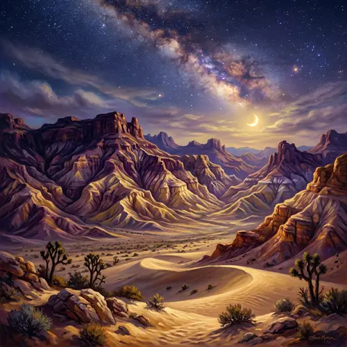 Vibrant Night Scene in Mecca Hills: Majestic Desert Landscape