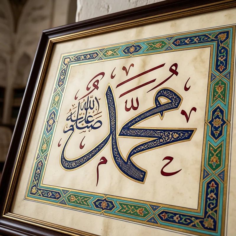 Calligraphy of Prophet Muhammed's Name in Arabic Script