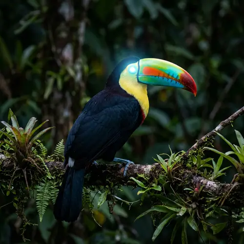 Vividly Colored Toucan Bird with Extravagant Large Beak