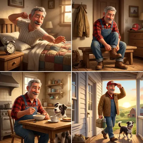 Morning Routine of a Pixar Farmer Character
