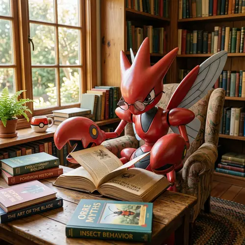 Pokemon Scizor Reading Books - A Cozy Scene