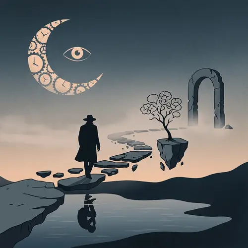 Minimalistic Surrealistic Illustration of Loneliness