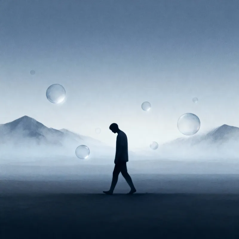 Minimalistic Surrealistic Illustration of Loneliness