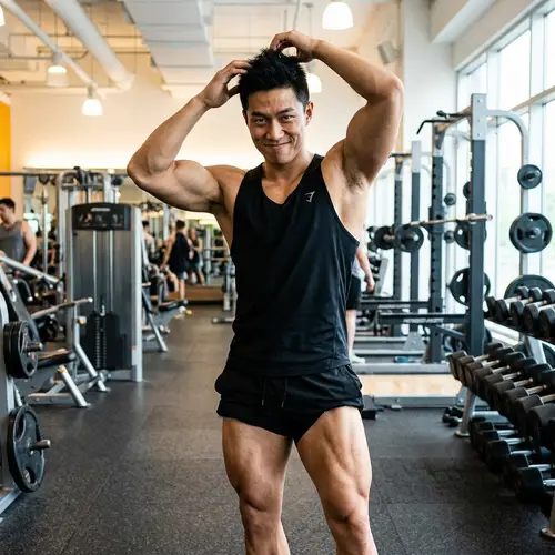 Muscular Gym Enthusiast Flexing - Fitness Inspiration