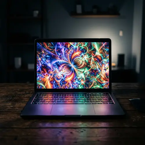 Abstract Laptop Art: Multicolored Fractal Patterns