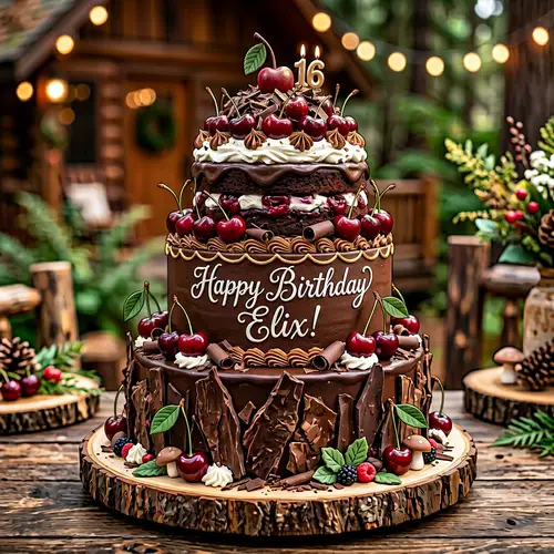 Vibrant Black Forest Birthday Cake Design