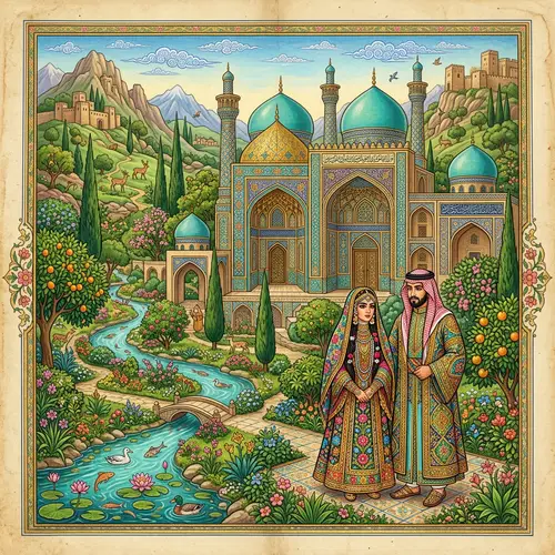 Traditional Persian Miniature Art - Najdi Attire